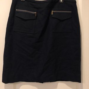 J. Crew pencil skirt in navy wool with zip pockets